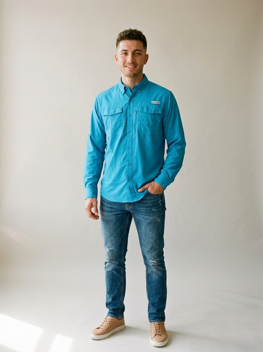 Camisa Columbia Manga Larga PFG Wild Cast para Hombre