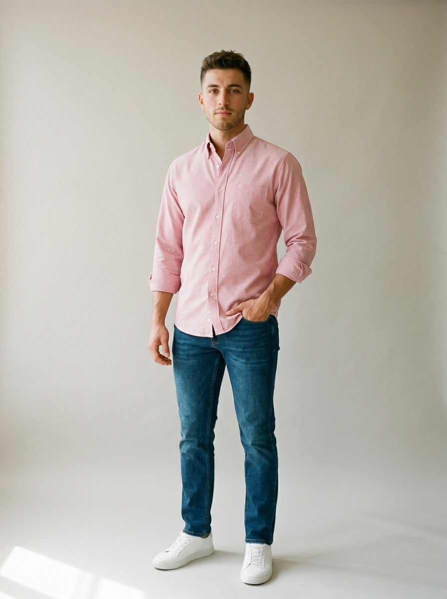 Camisa Oxford Ingles Ladrillo