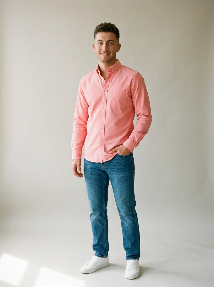 Camisa Oxford Ingles Coral