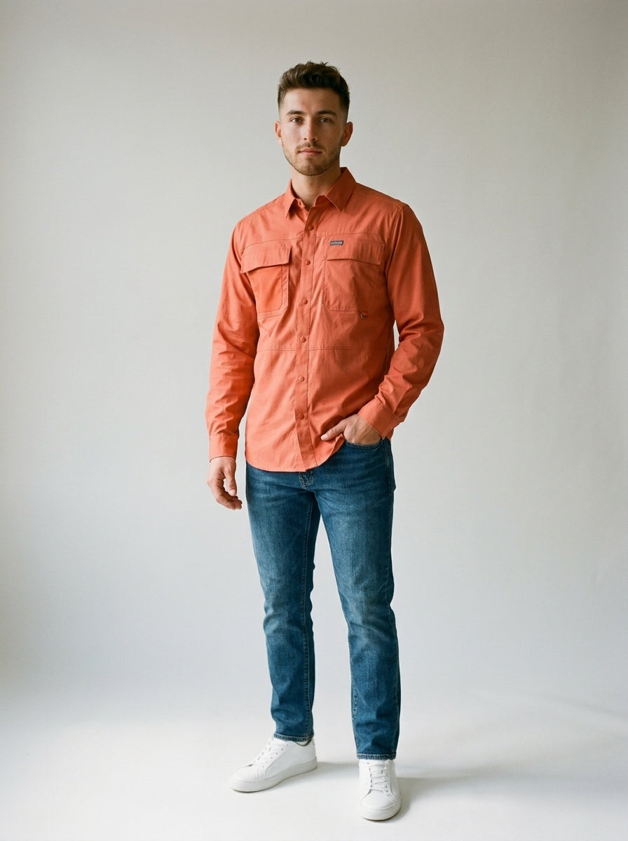 Camisa de manga larga Columbia Twill Landroamer para hombre