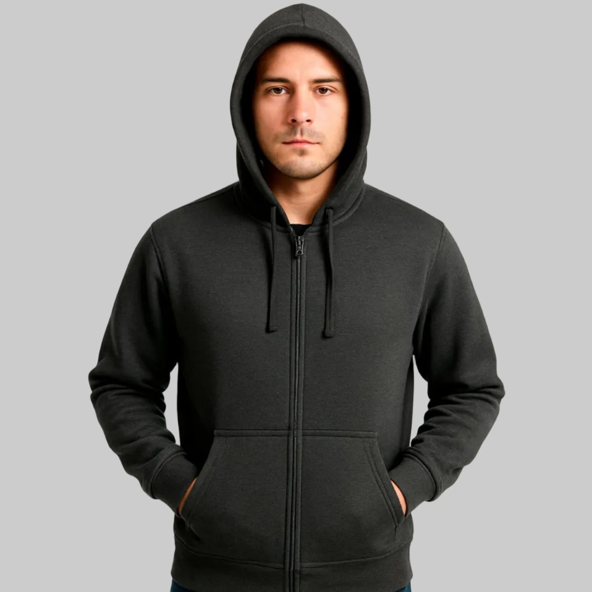 SUDADERA Con Ziper Capucha y Cangurera CABALLERO VERTICAL EAGLE MVE 1001Z1 — Vertical Eagle