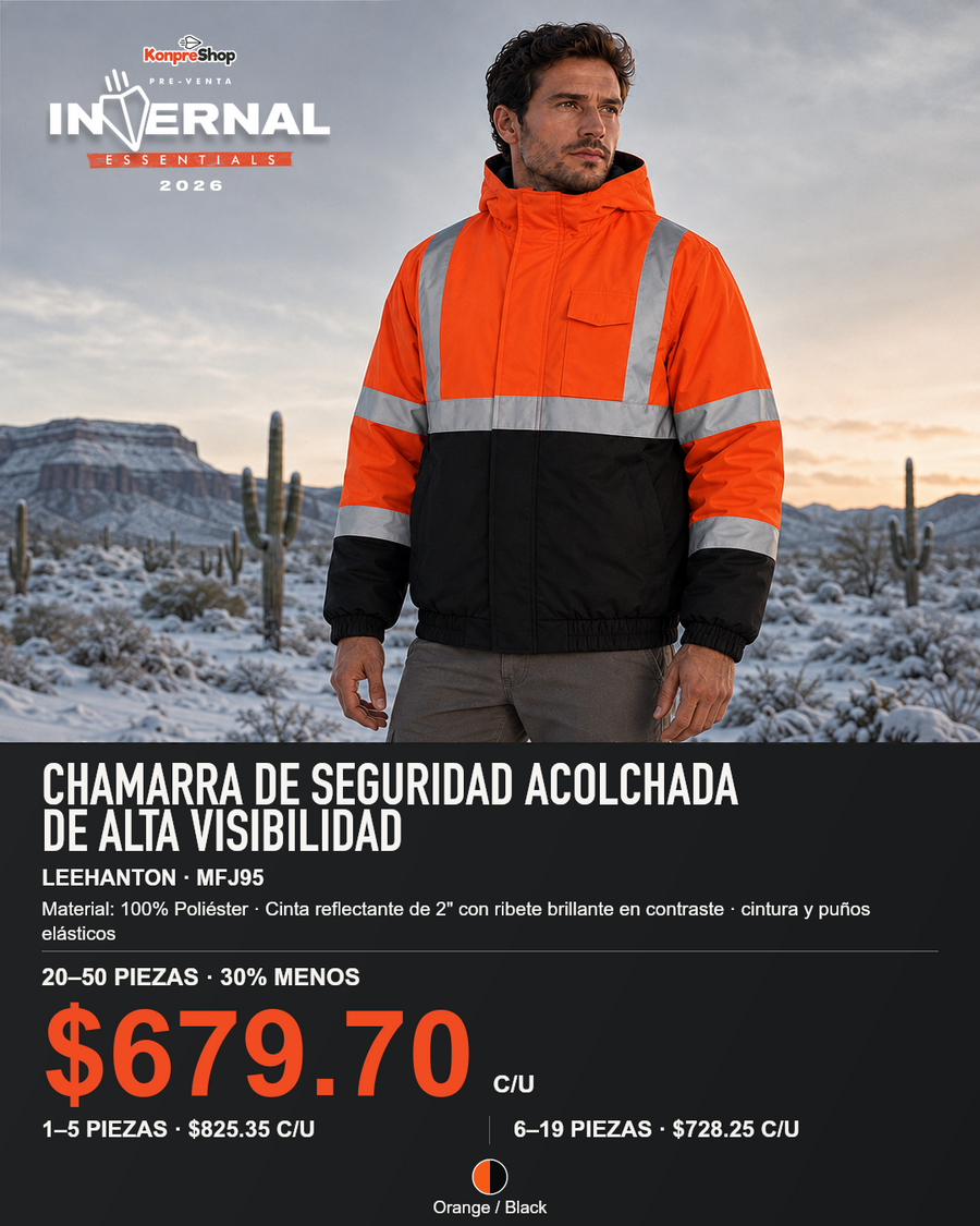 Chamarra de Seguridad Acolchada de Alta Visibilidad Leehanton MFJ95 — $971