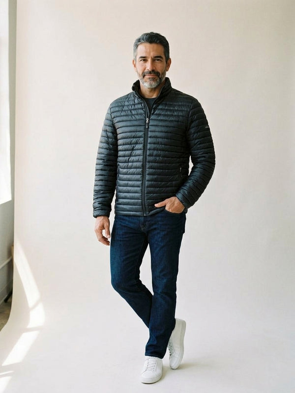 Eddie Bauer Men's Black Packable Quilted Full-Zip