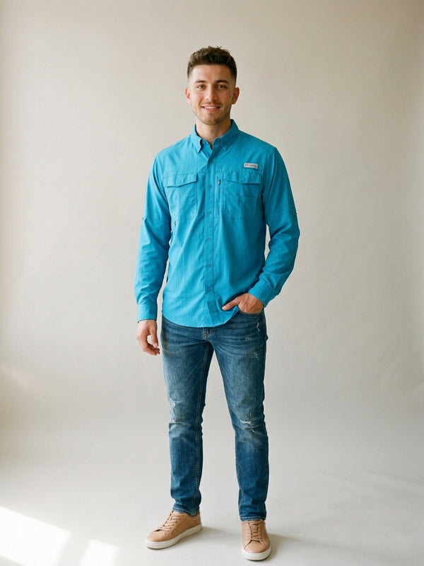 Camisa Columbia Manga Larga PFG Wild Cast para Hombre