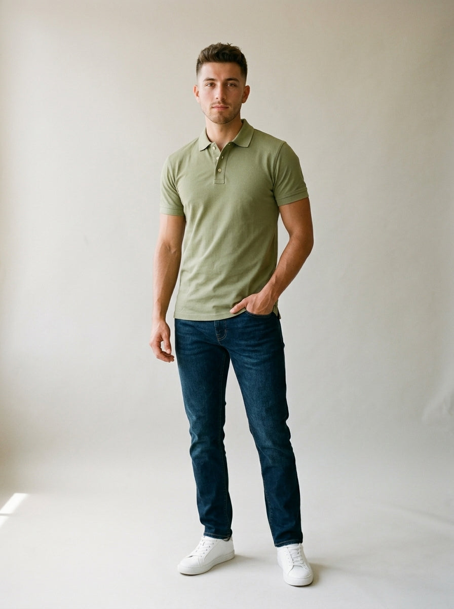 Playera Polo Hoja Regular Fit