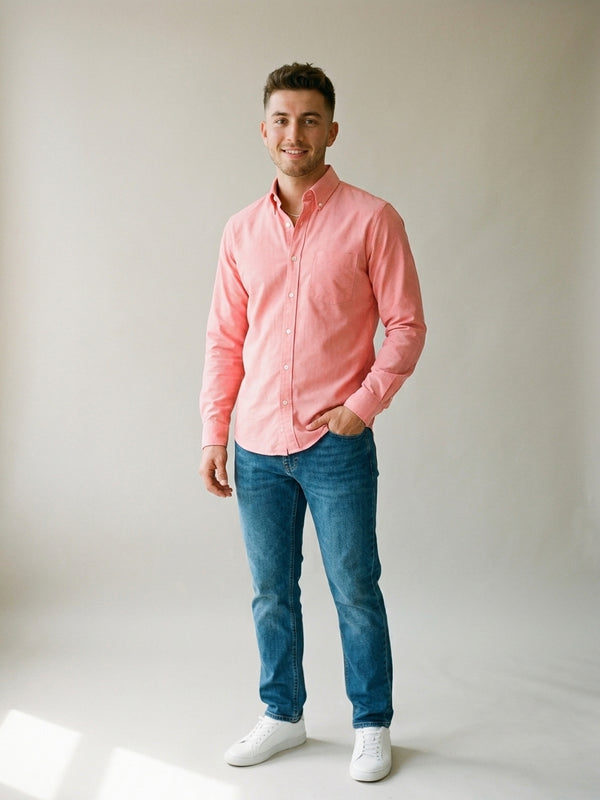 Camisa Oxford Ingles Coral