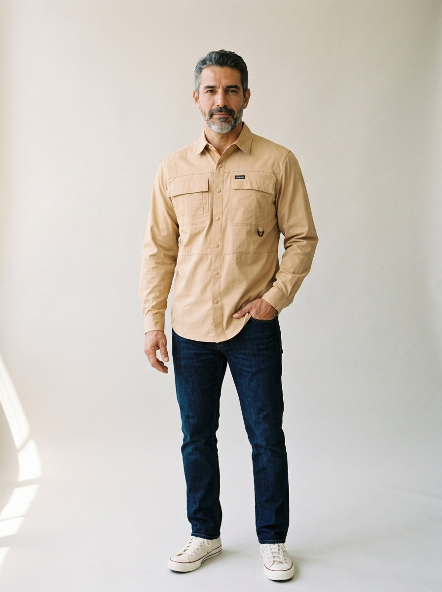 Camisa de manga larga Columbia Twill Landroamer para hombre