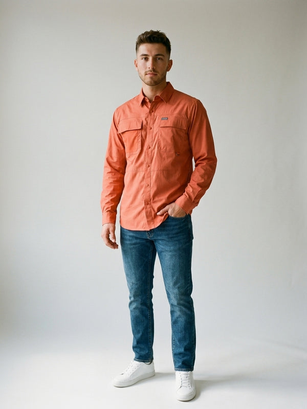 Camisa de manga larga Columbia Twill Landroamer para hombre