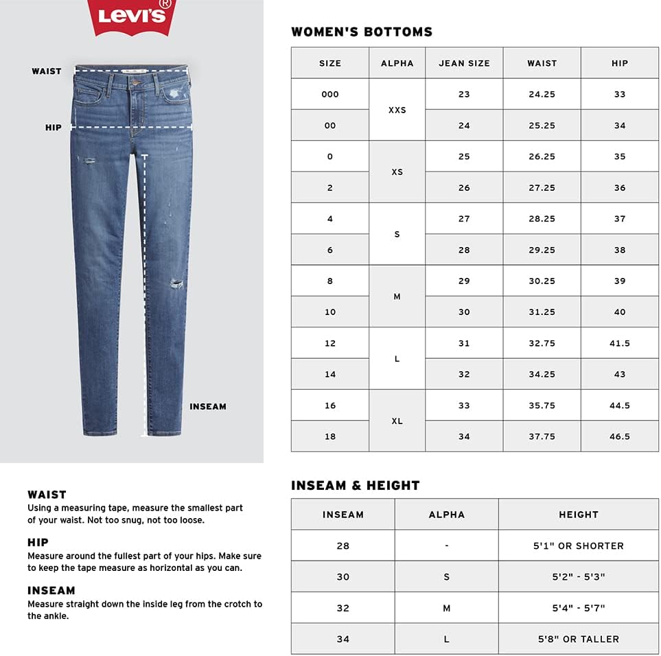 Guía de tallas de Levi's® 318™ Shaping Wide Leg 001Q70004
