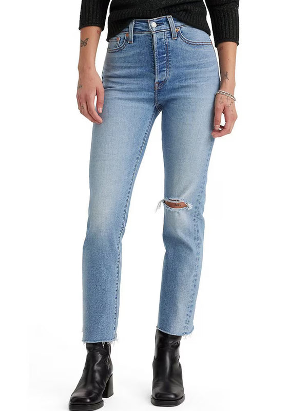 Levi's Wedgie High Rise Straight Leg Destructed Jeans 349640208 — LEVIS