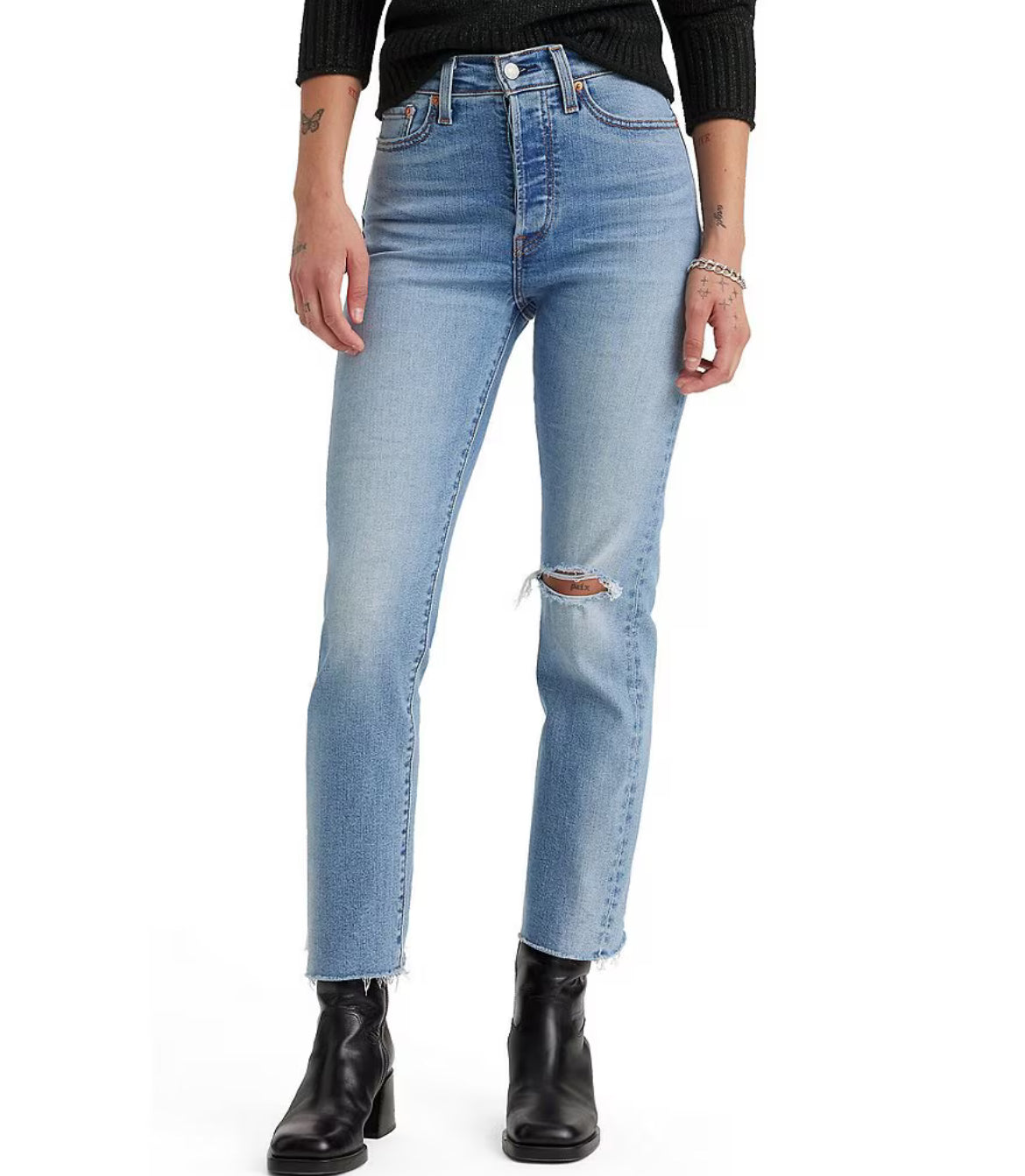 Levi's Wedgie High Rise Straight Leg Destructed Jeans 349640208 — LEVIS
