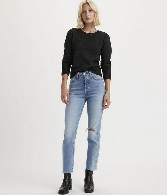 Levi's Wedgie High Rise Straight Leg Destructed Jeans 349640208