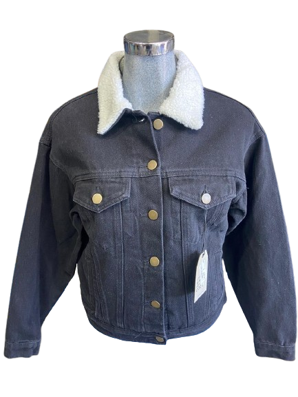 Chamarra de mezclilla negra