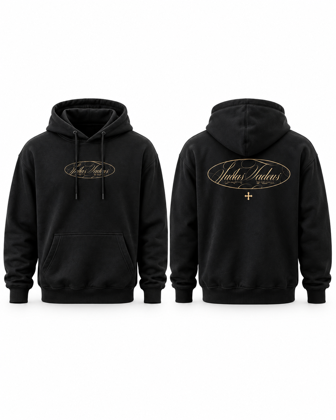 Sudadera Judas Tadeus negro, frente y espalda
