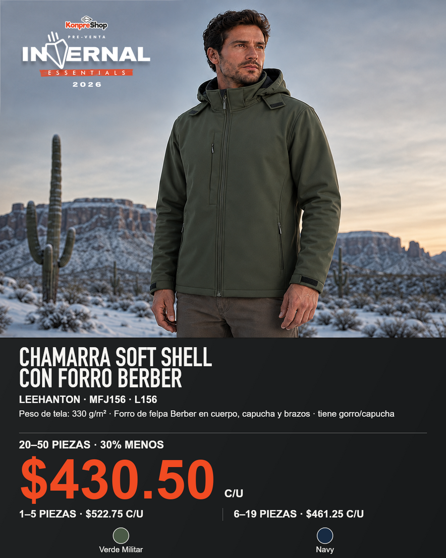 Chamarra Soft Shell con Forro Berber Leehanton MFJ156 — $615