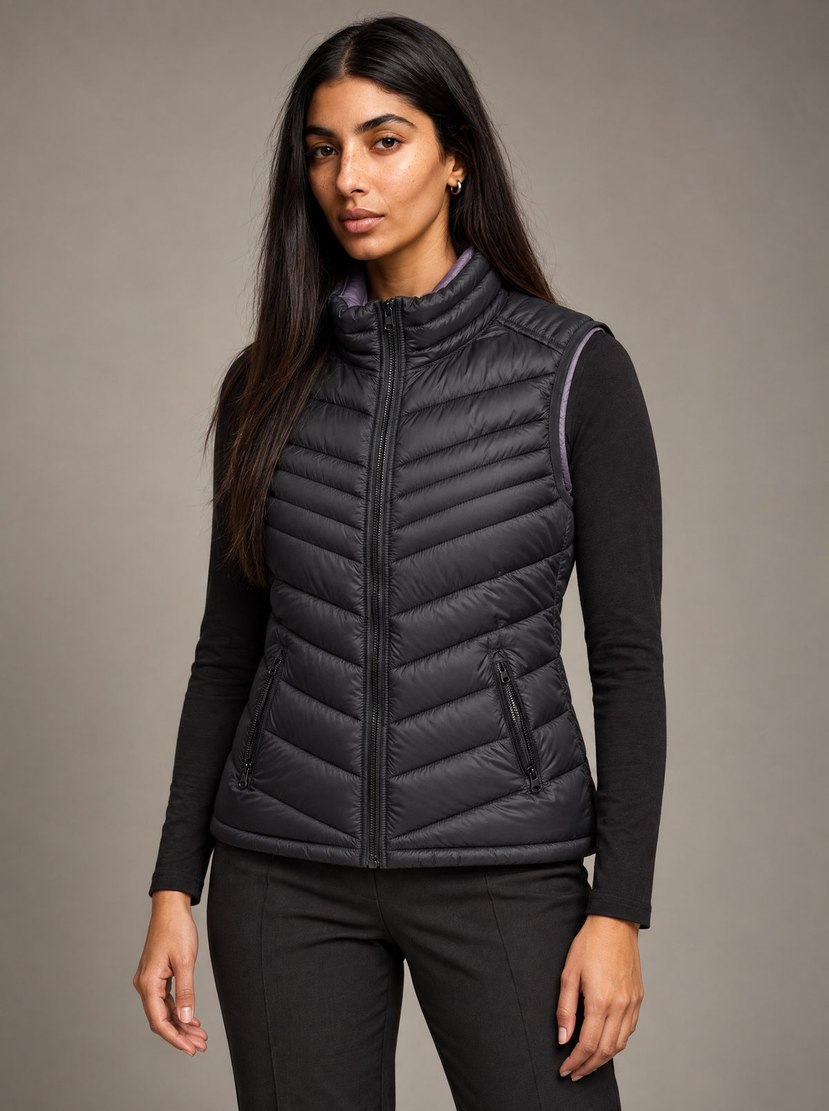 Chaleco Acolchado Reversible Dama Vertical Eagle – Negro – frente