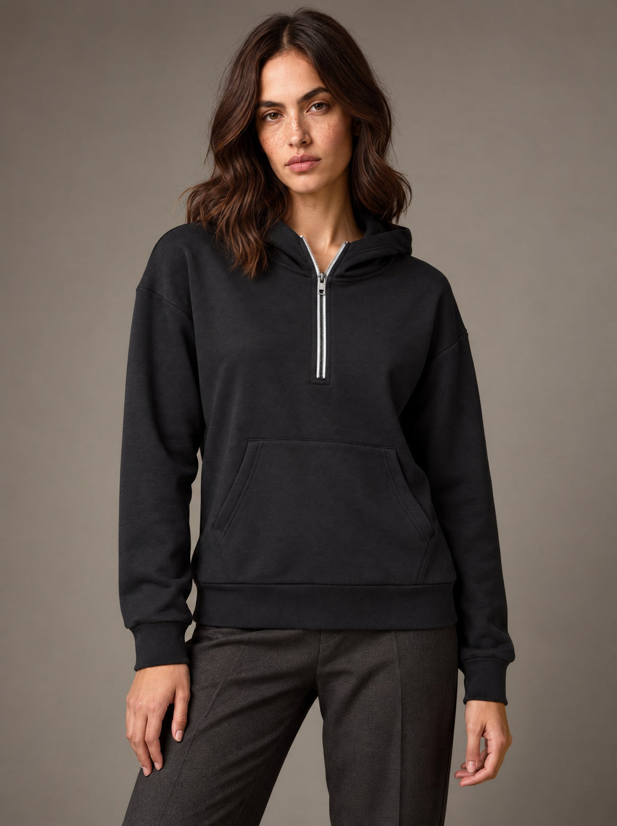Sudadera con Gorro y Medio Cierre Dama Vertical Eagle