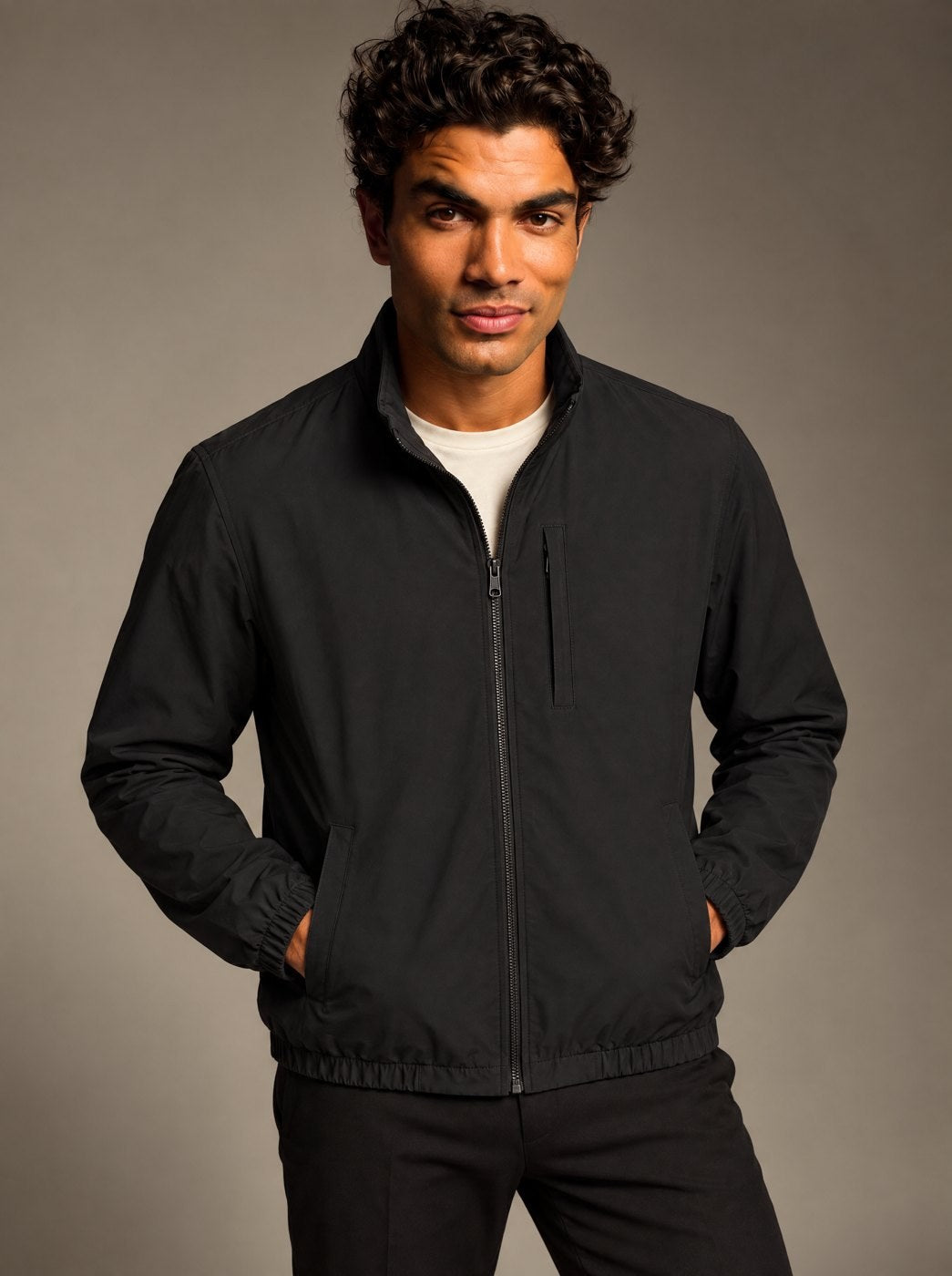 Chamarra Bomber Caballero Vertical Eagle – Negro – frente
