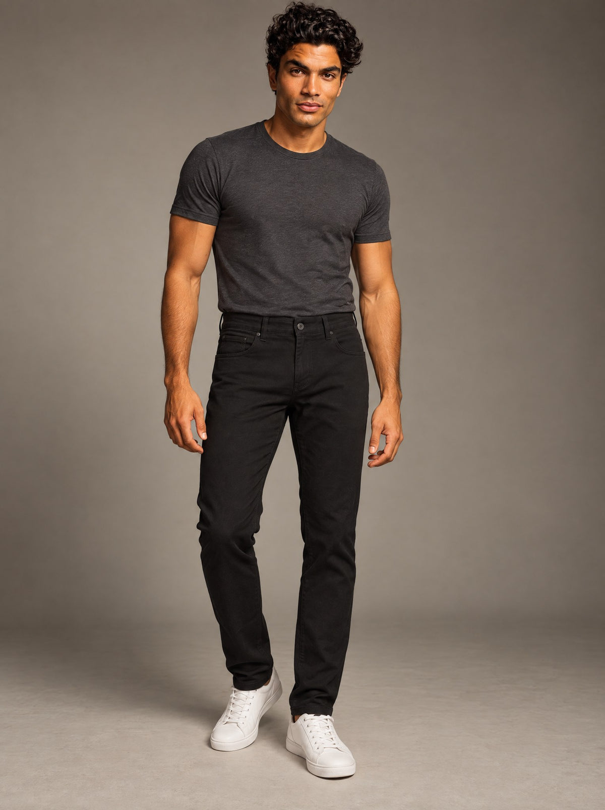 Pantalón de Gabardina Slim 5 Bolsas Caballero Talla Extra Vertical Eagle – Negro – frente