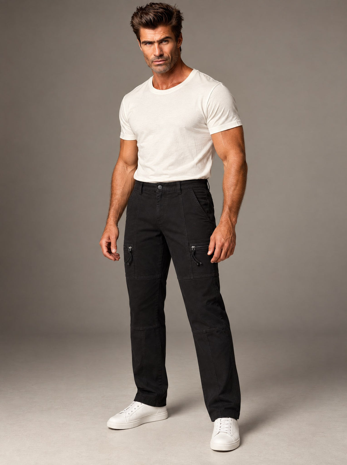 Pantalón Cargo de Gabardina Caballero Vertical Eagle – Negro – frente