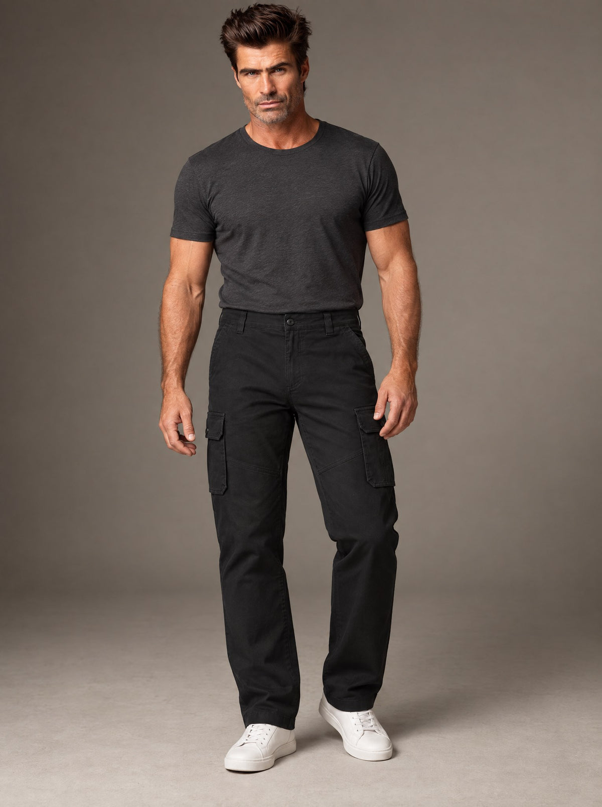 Pantalón Cargo de Gabardina Caballero Talla Extra Vertical Eagle – Negro – frente
