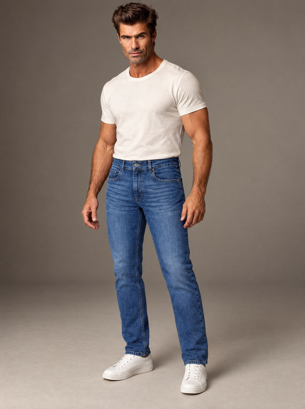 Jeans Slim Azul Medio Caballero Vertical Eagle – Azul Medio – frente
