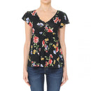 BLUSA AMBIANCE ESTAMPADO FLORAL | AZUL MARINO Y AMARILLO-1