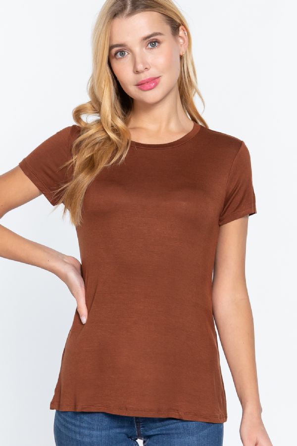 Comprar natural-brown T10071 SHORT SLEEVE CREW NECK TOP