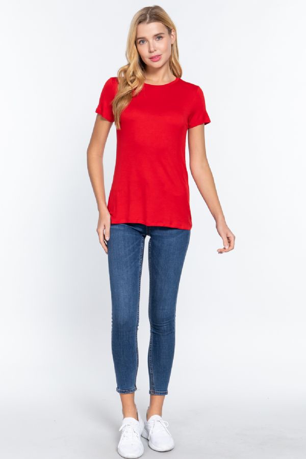 T10071 SHORT SLEEVE CREW NECK TOP