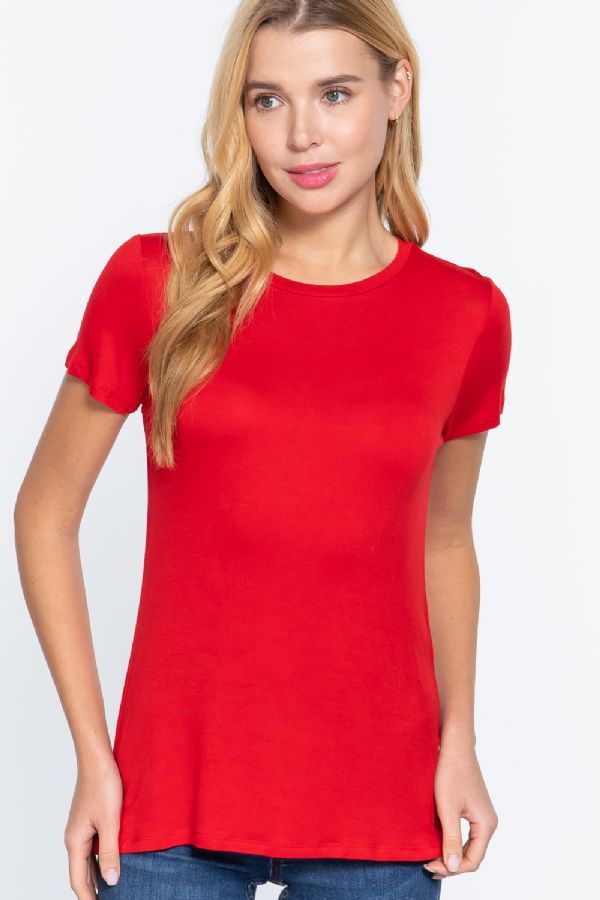 T10071 SHORT SLEEVE CREW NECK TOP - 0